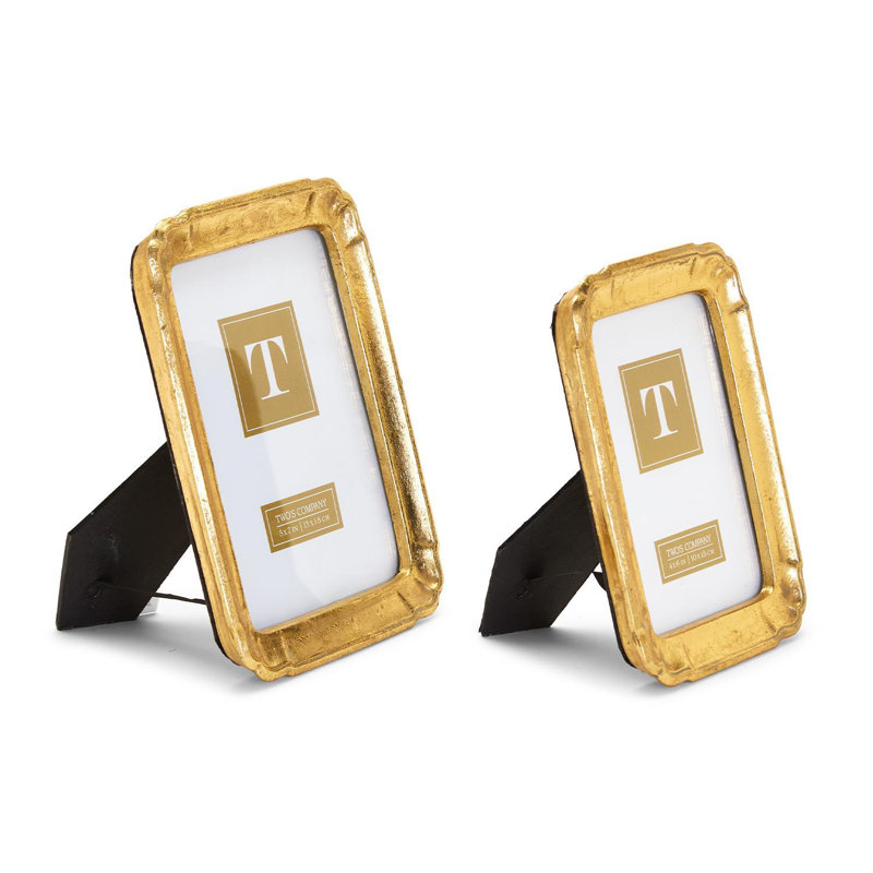 Set Of 2 Gold Leaf Photo Frame