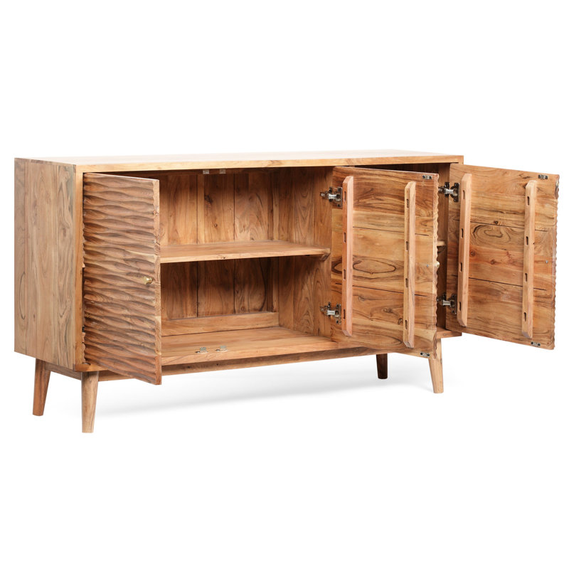 Buffet fabriqué à la main à 3 portes - Bois naturel pour une construction de style tactile unique