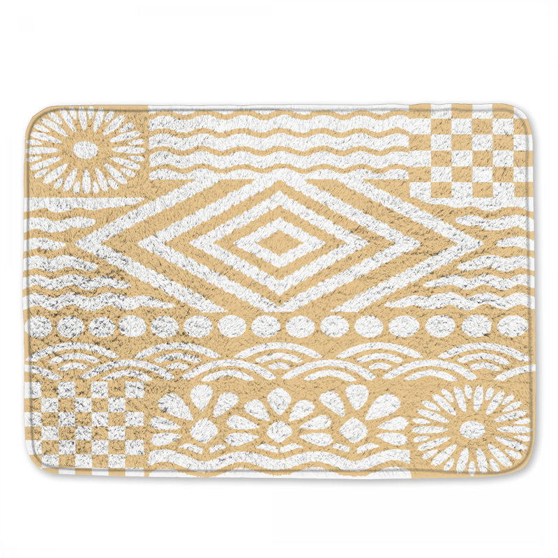 Tapis de bain beige à motif géométrique, 24in W x 17in L