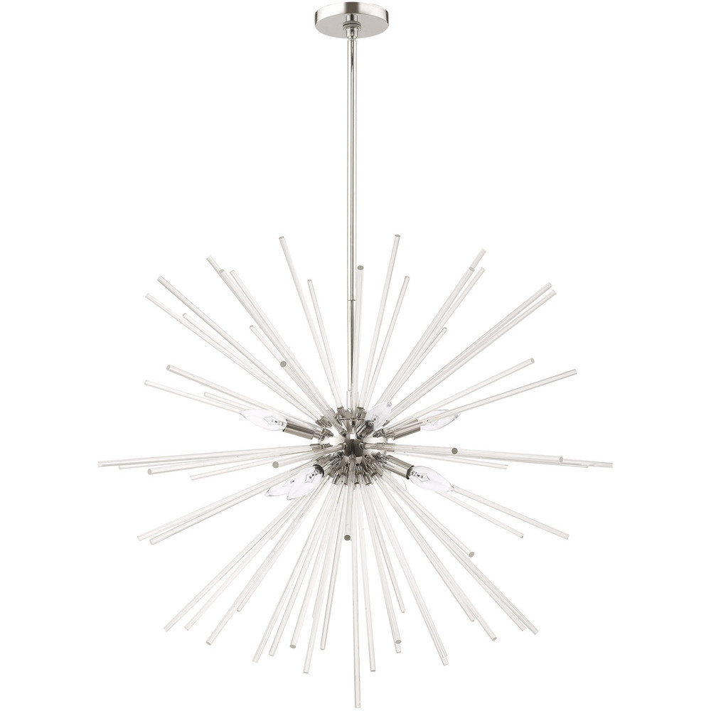 Ryzen 6 - Light Dimmable Sphere Chandelier, Polished Chrome, 13" H x 20" W x 19" D