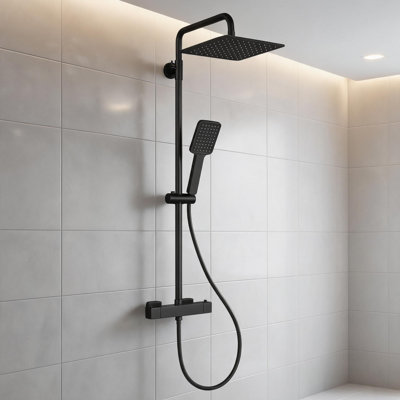 Modern Bathroom Thermostatic Shower Mixer Set with 38°C Safety Lock, 3-Mode Handheld