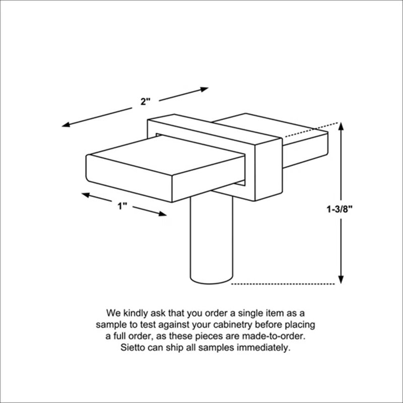 2” Length Rectangle Knob, Satin Brass/Black