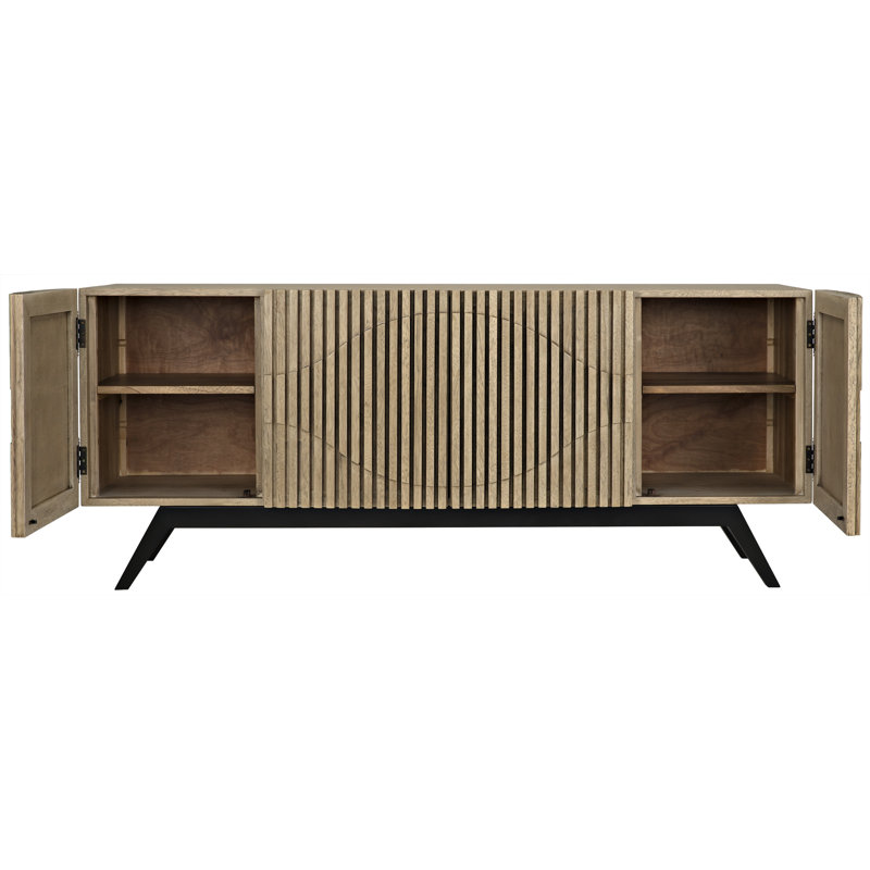 Illusion 78'' W Solid Wood Buffet, Bleached Walnut