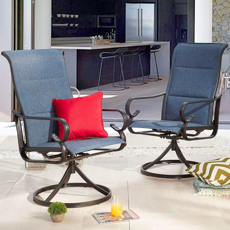 Chaises de patio pivotantes à haut dossier pour l'extérieur, Bleu