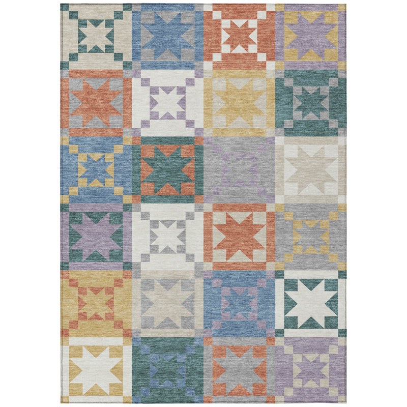 Machine Washable Indoor/Outdoor Chantille ACN2538 Patchwork Rug, Rectangle 10' x 14', Silver
