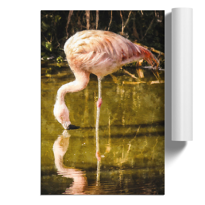 Pink Flamingo Painting - Frameless Print, 42cm H x 30cm W x 0.1cm D