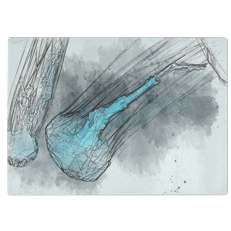 Tempered Glass Neon Jellyfish Chopping Board, 28.5 cm W x 20 cm L