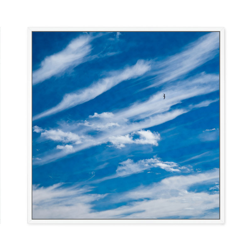 Ciel haut en bleu, H 18 po x l 18 po, Blanc
