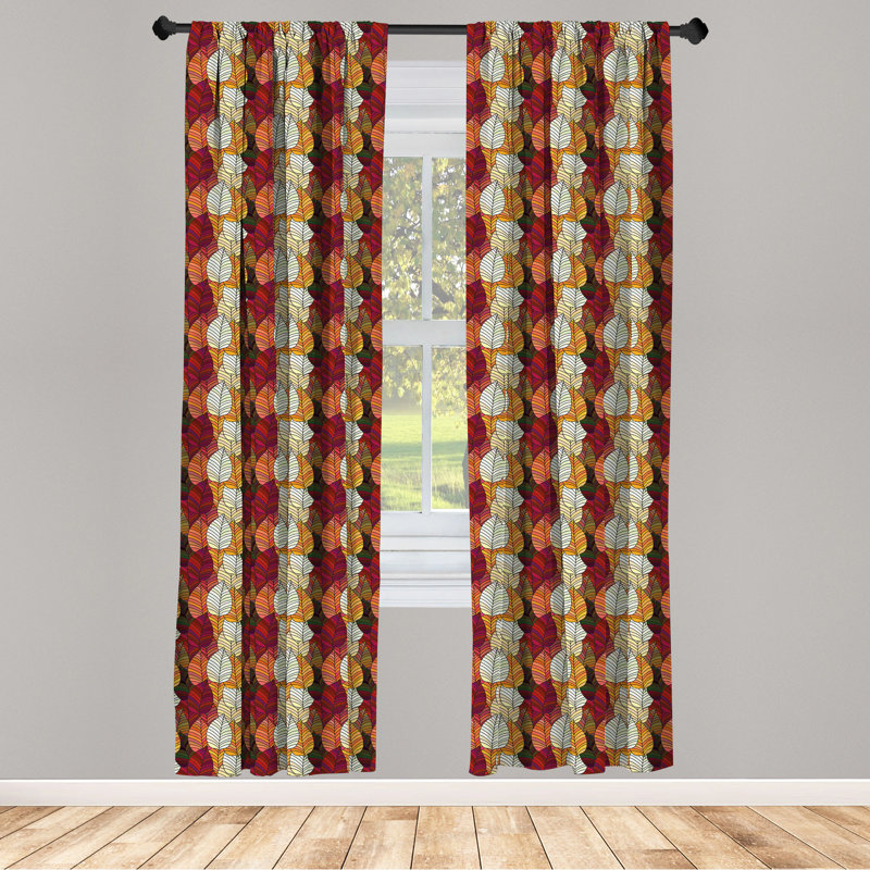 Fall Leaves Floral Semi-Sheer Rod Pocket Curtain Panels, 28" x 95"