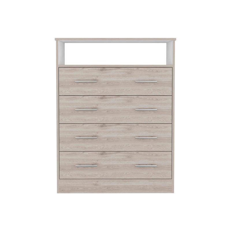 Commode 4 tiroirs Pérou, plateau supérieur, 1 tablette ouverte