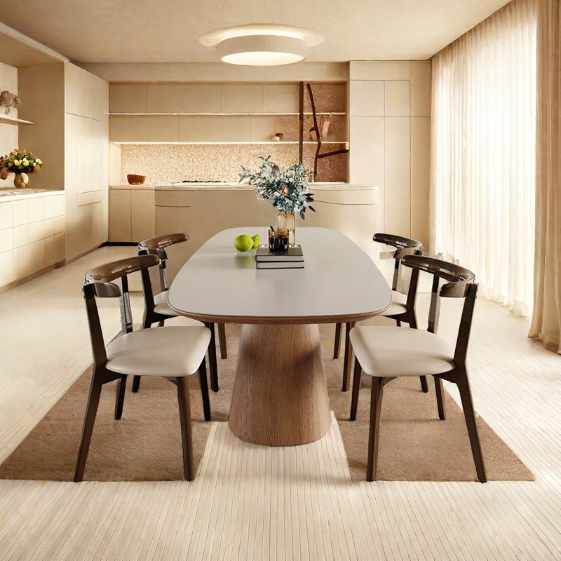 Cream-style solid wood rock table and chairs, 29.52"H x 55.11"L x 31.49"W