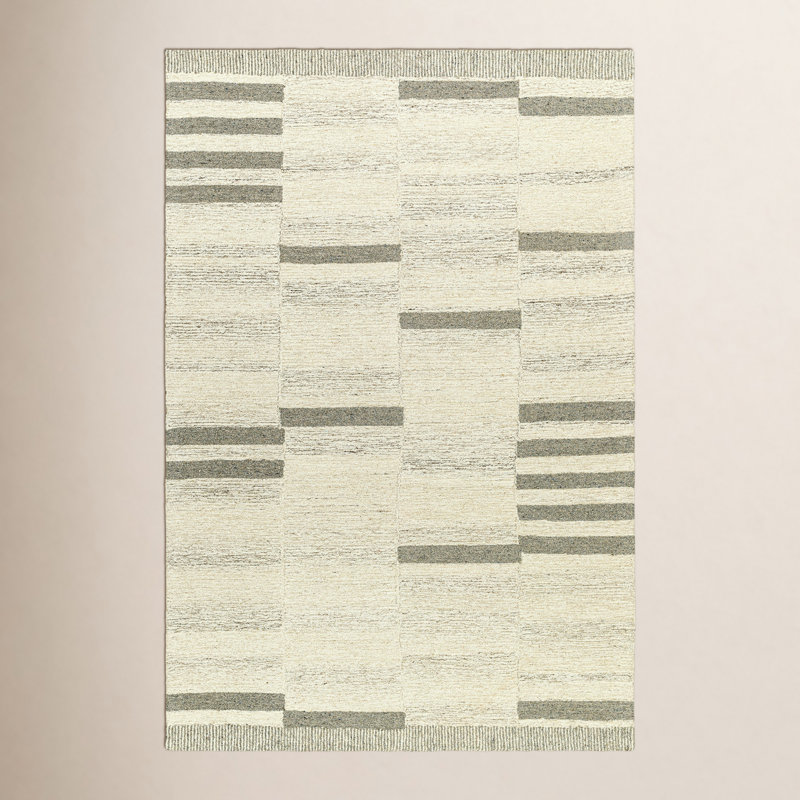 Tapis rayé en laine touffeté à la main Faith Donavan, Rectangle 8 pi x 10 pi