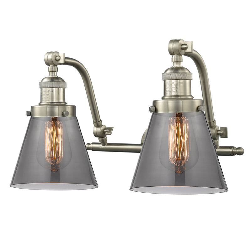 Cone 2 Light Bath Vanity Light, Brushed Satin Nickel