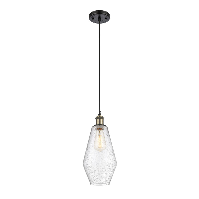 Luminaire suspendu simple à 1 lumière Gabbie, Noir / Laiton