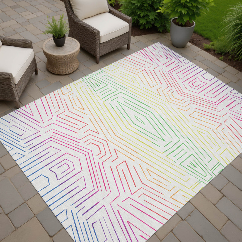 Tapis intérieur / extérieur lavable à la machine pour enfants ACN2830, Ivoire ivoire, 8 pi x 10 pi