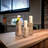 S/3 Cubic Pillar Candleholders - Bleached Wood