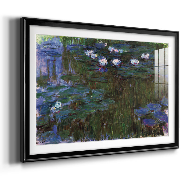 «Water Lillies # 3», impression encadrée sur papier par Claude Monet, Noir, H 15 po x l 21 po x P 1,5 po