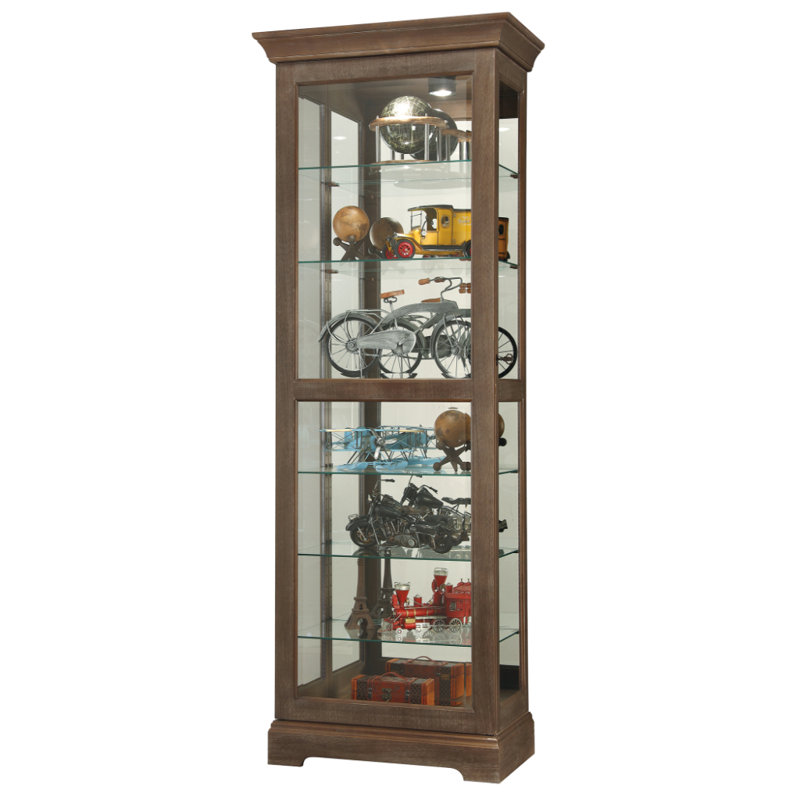 Martindale Solid Wood Lighted Curio Cabinet, Brown