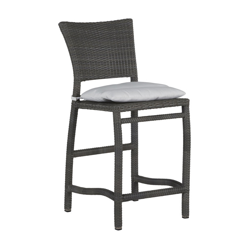 Skye 30" Patio Bar Stool with Cushion, Oyster, Dove Sunbrella® Linen, Welt