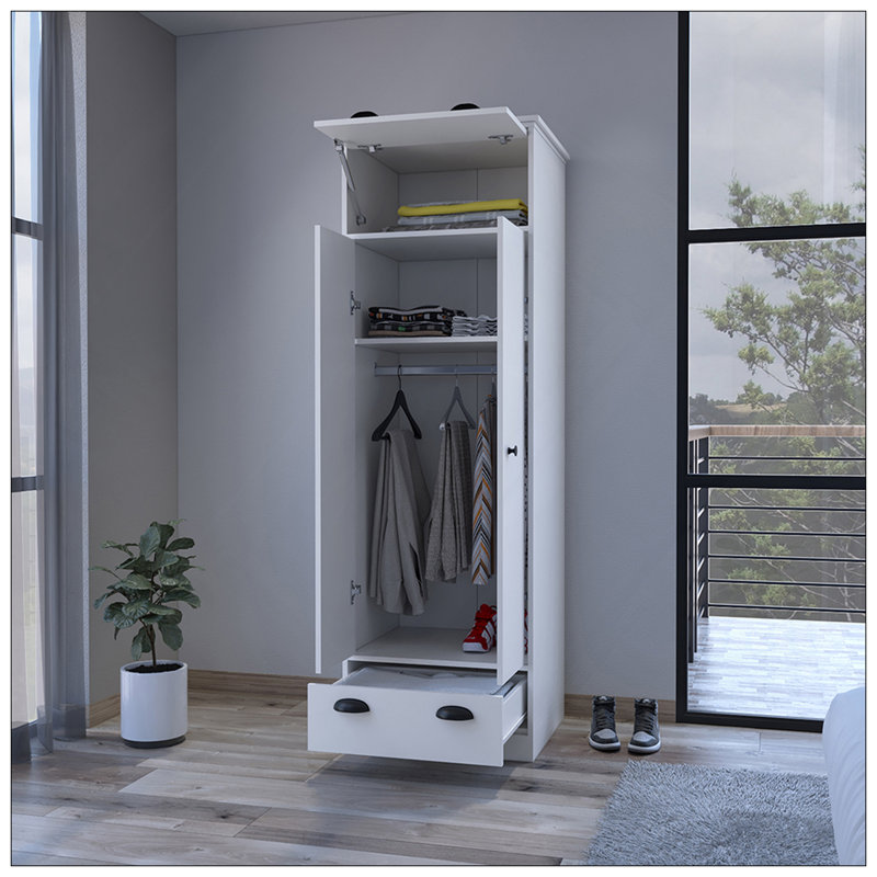Armoire Dumas, chambre à coucher, blanc, Blanc