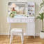 Ensemble de coiffeuse maquillage avec lumières DEL et miroir, ensemble de coiffeuse 4 tiroirs avec tabouret-1315367709