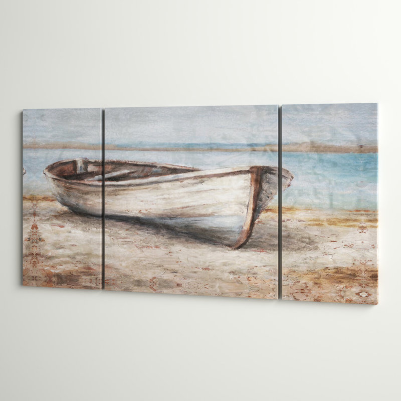 «A Premium Embellished Whitewashed Boat», reproduction d'impression sur toile tendue, H 40 po x l 80 po x P 1,5 po