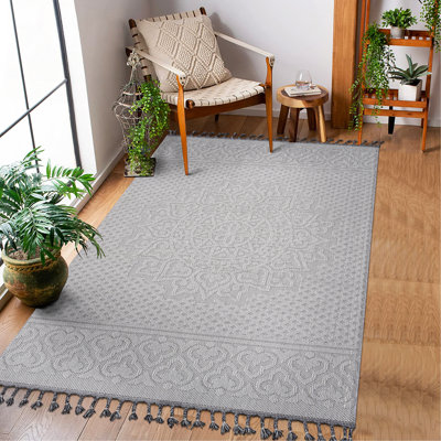  Tapis intérieur / extérieur blanc / ivoire / médaillon