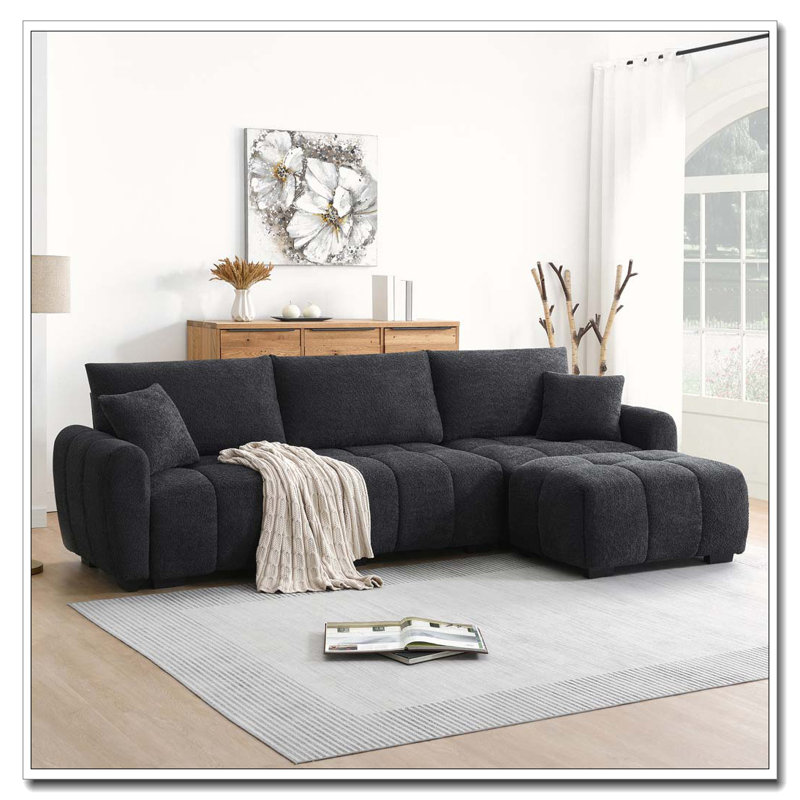 Canapé modulaire en tissu Boucle, Noir