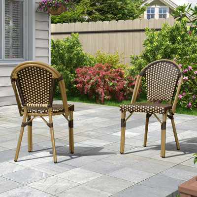 Chaise bistro mauve Leaf (ensemble de 2) chaises en osier tissé à la main pour l'extérieur