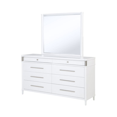 Commode contemporaine l 65,90 "avec miroir, blanc