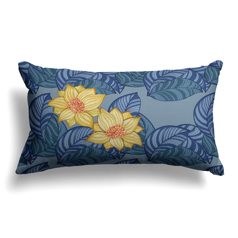 Coussin Mangnolia, Bleu/jaune