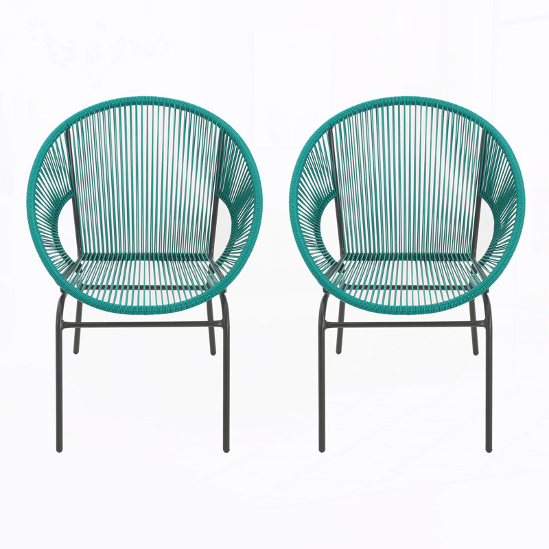 Chaise d'appoint d'extérieur (ensemble de 2), Sarcelle / Noir