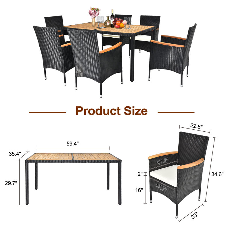 Ensemble de salle à manger rectangulaire pour 6 personnes 59,4 po Nakila