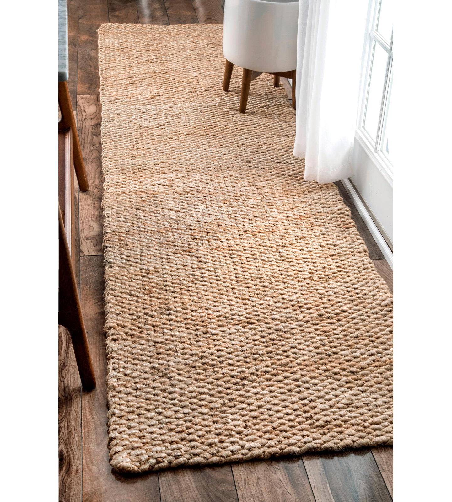Natural Hand-Woven Jute Rug, Runner 2'6" x 10'