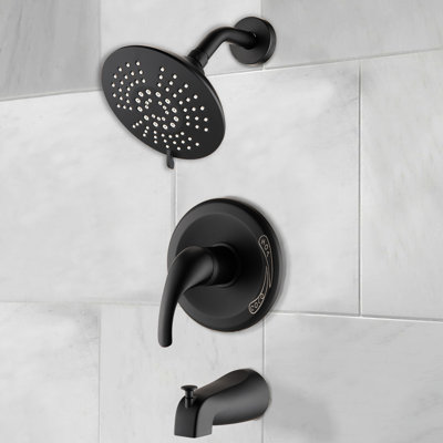 Matte Black Shower Fixture With 2.2 Gpm & 5 - Corrosion Head And Swivel Spout