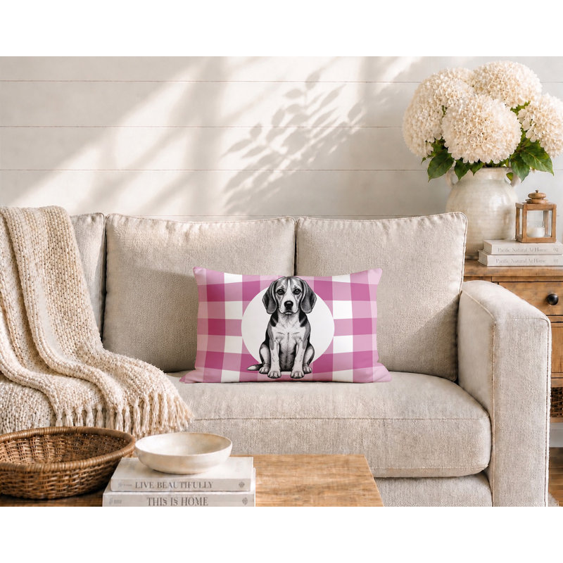Oreiller réversible intérieur / extérieur Beagle Dog, 25 x 18, Magenta