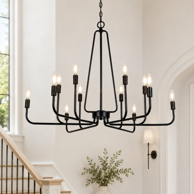 Castille 12-Light 38.6'' W Matte Black Large Classic/Traditional Dining Room Chandelier ETL Certified