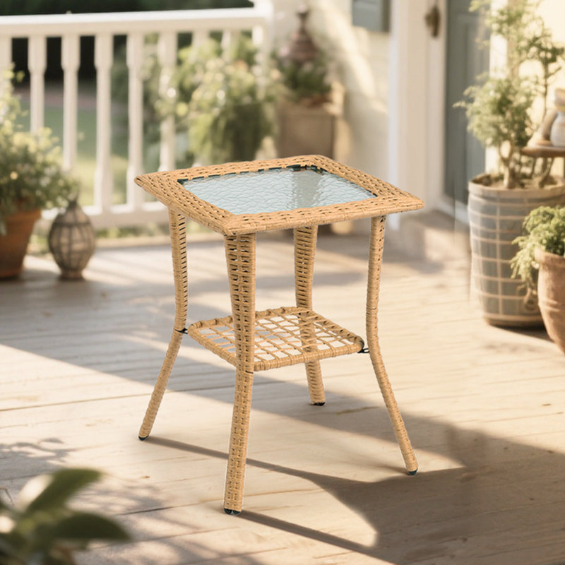 Table d'appoint en osier Avanthi, Jaune