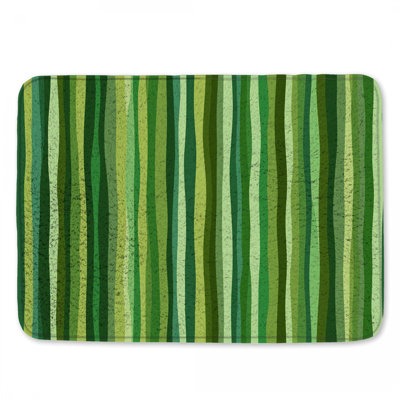 Tapis de bain vert à rayures