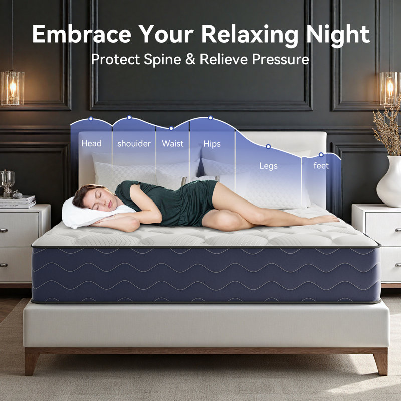 Hadrien 10" Cool Medium Firm Gel Memory Foam Pocket Spring Hybrid Mattress in a box with Certipur-US Certified Pocket Spring, Pressure Relief, and Motion Isolation
