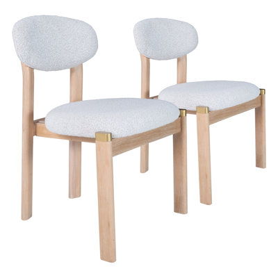 Chaises de salle à manger Rilou (lot de 2) blanches et naturelles