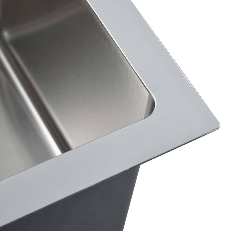 Évier de cuisine vidaXL de 17,3 po avec crépine, cuve simple à montage sur le dessus, acier inoxydable argenté, Argent