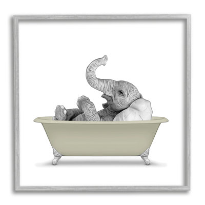 Illustration de salle de bain monochromatique à éléphant couché par Annalisa Latella - impression