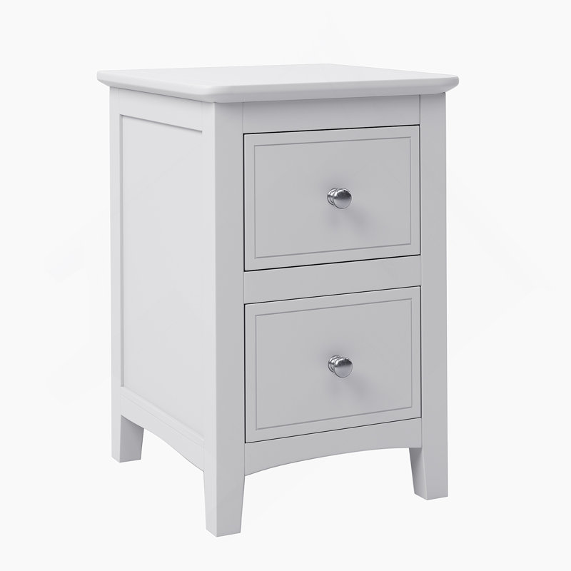 Table de chevet 2 tiroirs en bois massif blanc
