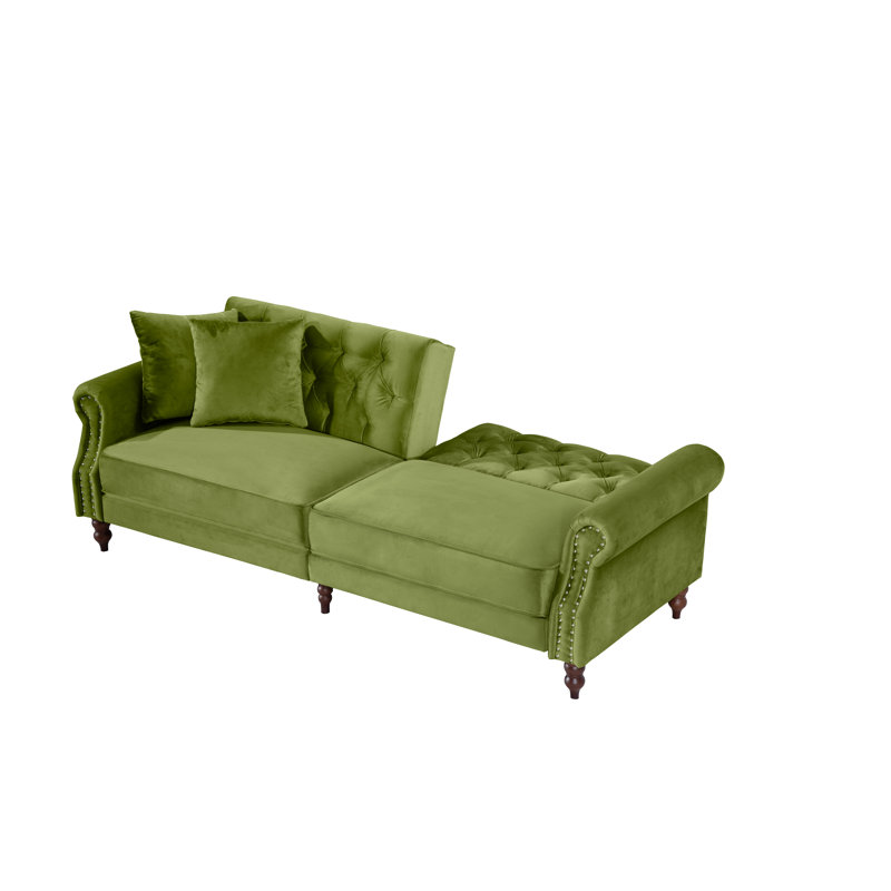 Hanika 87.8'' Velvet Sofa, Green