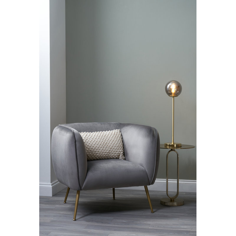 Krol Velvet Barrel Chair, Grey
