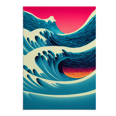 Sunset Ocean Wave Illustration No.1 - Wall Art