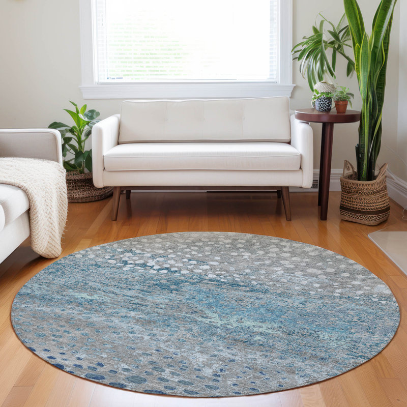 Tapis intérieur / extérieur gris lavable Renora - LOOMlan, 8 pi x 8 pi