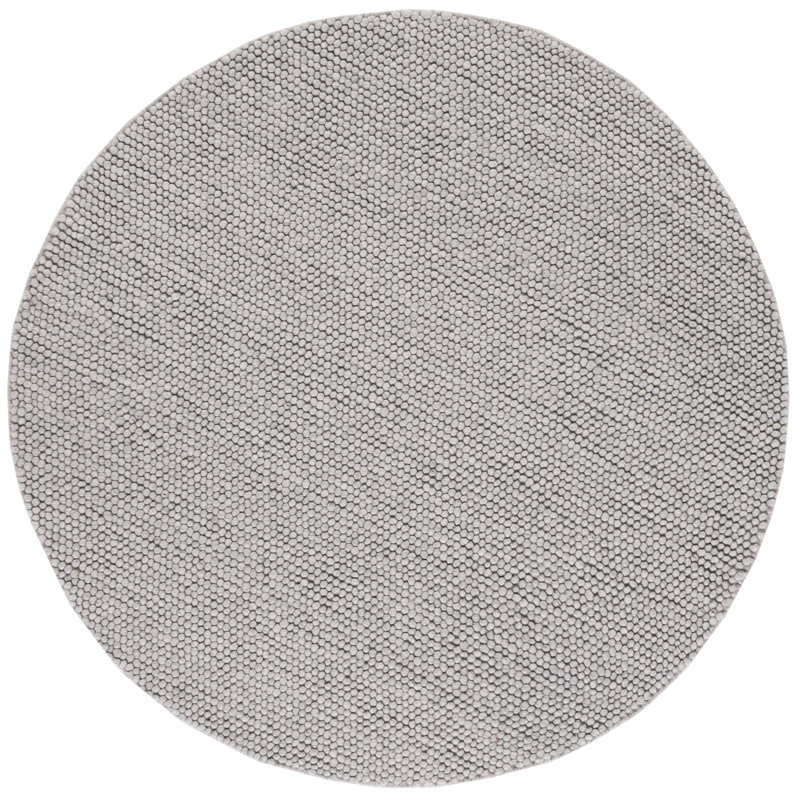 Tapis argenté fait à la main Elle, Rond 12 pi