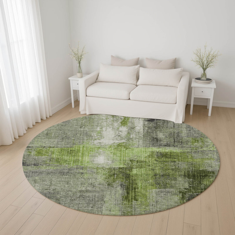 Tapis moderne de qualité supérieure lavable à la machine Bucz AMF1759, Rond 8 pi